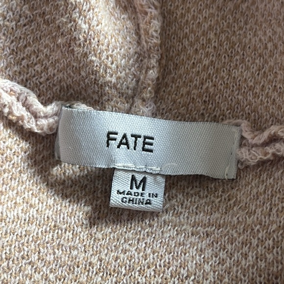 FATE Women’s Medium DISTRESSED LEOPARD HOODED SWEATER Knit Comfy Drawstring - Picture 8 of 9